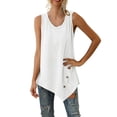 thumbnail image 5 of AOMPMSDX 2 Pack Womens Tank Tops Causal Solid Color O-Neck Button Asymmetrical Hems T-Shirt Top White Elegant Summer Camisole Shirts XL, 5 of 5