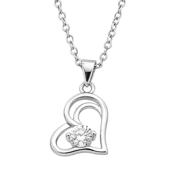 Heart Shape Solitaire Pendant Necklace with Clear Crystal S Chain Necklace Romantic Gift Jewelry for Women