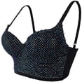 thumbnail image 5 of European and American new style camisole with spaghetti straps, sexy deep V diamond-encrusted chest-wrapped women's short versatile bottoming tube top - Color - L, 5 of 5