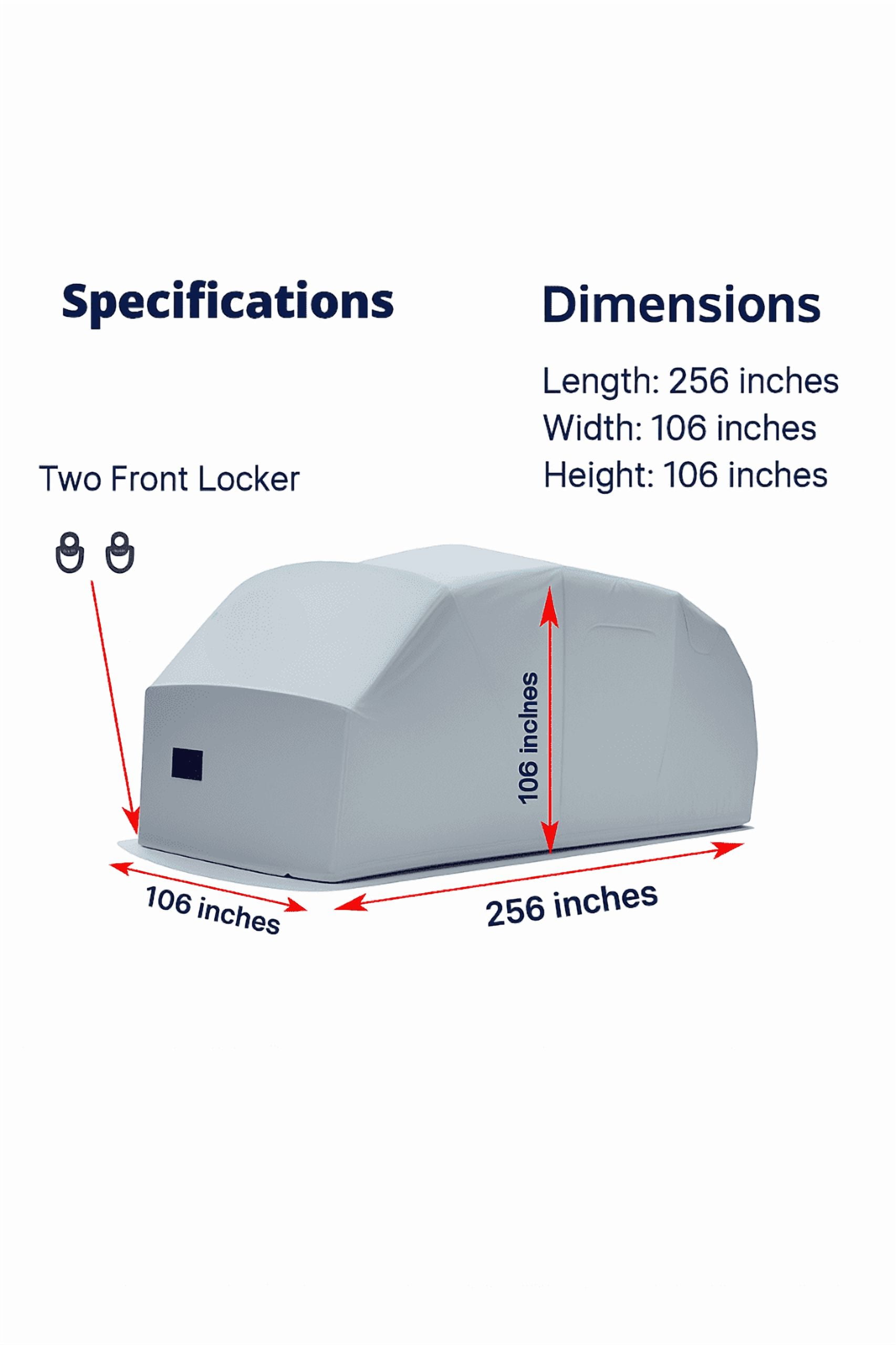 Ikuby Large Plus Carport for Truck SUV RV – Heavy-Duty Galvanized Frame, Waterproof Oxford Cover, Fits Ford F-150 / RAM 1500 / Silverado 1500 / Class B RV (L256.9 × W106.3 × H106.3)