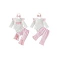 thumbnail image 2 of Cjfdfy Newborn Baby Girl Fall Clothes  Little Sister Embroidered Long Sleeve Romper Bell Bottom Pants And Headband Set Little Baby Cute Coming Home Fall Winter Outfit 0-18 Months, 2 of 9