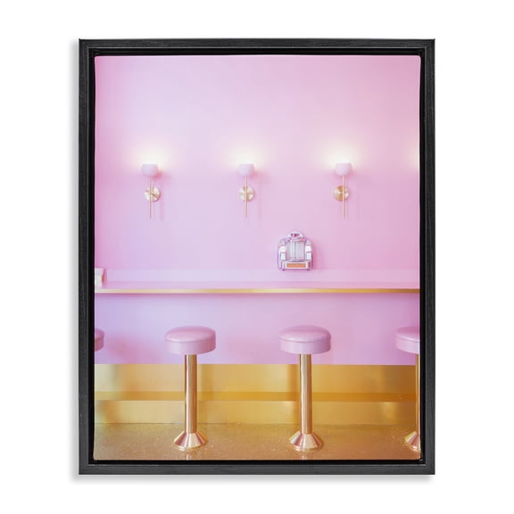 Stupell Industries Modern Pastel Pink Diner Black Floating Frame Canvas Art, 25 x 31, by LISH Creative