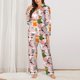 thumbnail image 2 of Balery Cartoon Halloween Conjunto de Pijama con Estampado para Mujer, Conjunto de Dos Piezas con Manga Larga, Ropa de Dormir Suave con Bolsillos, Pijamas Cómodos-Large, 2 of 7