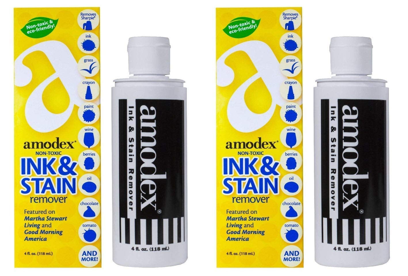 Amodex Ink and Stain Remover, 2 4oz Bottles For All Surfaces