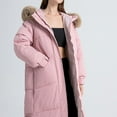 thumbnail image 5 of HAPIMO Women's Long Coats Winter Thickened Warm Coats Casual Comfy Long Sleeve Zip Up Hooded Jacket Solid Pocket Quilted Outerwear Pink L, 5 of 7