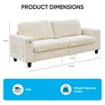 thumbnail image 2 of MUZZ 85"w 3 Seater Sofa and Couch with USB ports and Side pockets, Comfy Corduroy Oversized Deep Seat Sofa for Living Room/Small Space, Beige, 2 of 8