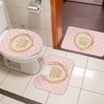 thumbnail image 4 of Golden Crown Bath Mat 3 Piece Bathroom Rug Set, Pink Cartoon Funny Geometric Plaid Art Non Slip Bath Rug Contour Mat and Toilet Lid Cover, Absorbent Shower Mats Soft Bath Rugs and Mats Sets, 4 of 8