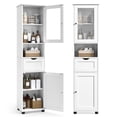 thumbnail image 1 of VASAGLE Mueble Baño, Armario Baño, Armario Alto, Compartimento Abierto, Puerta de Cristal, Estrecho, con Patas, Estantes Regulables en Altura, Ahorro de Espacio, Blanco Nube, 1 of 5