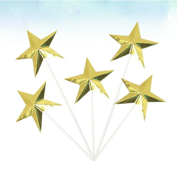 FRCOLOR 60Pcs Golden Star Cake Picks Safe Material Party Cupcake Decor Dessert Topper