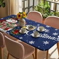 thumbnail image 3 of Blue Snowman Christmas Table Cloths for 3 Foot Rectangle Tables, Xmas Snowflake Botanical Patio Waterproof Elastic Fitted Tablecloths, Washable Rectangular Table Cover for Camping, 3 of 8