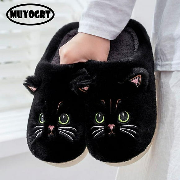 2023 Pantoufles De Chat De Dessin Anim Moelleux Pour Femmes Et Hommes Chaussures En Coton D'intrieur Toboggans Chauds En Peluche Plate-forme D'opti