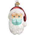 thumbnail image 1 of Papá Noel navideño con mascarilla de vidrio soplado 2021 Adornos navideños únicos para decoraciones de árboles de Navidad. Afortunado Sencillez, 1 of 5