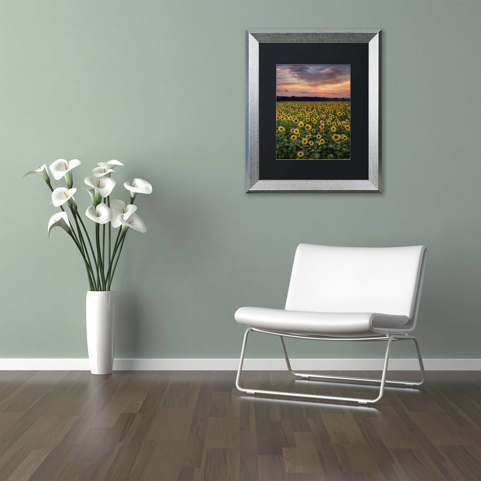 Trademark Fine Art "Sunflowers" Canvas Art by Michael Blanchette Photography Black Matte, Silver Frame