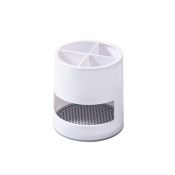 Toystoory Soporte para de dientes, lavable, 4 rejillas, cocina, baño, drenaje, ventilación, palillos, rebanador, soporte de Almacenamiento y organización del hogar Blanco