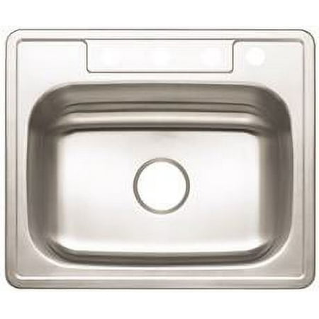 Premier 4-Hole Single Bowl Sink  22-Gauge  Stainless Steel  25 Inch X 22 Inch X 7 Inch