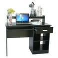 thumbnail image 5 of Computer Desk with Keyboard Tray, Home Office Laptop Desk with 1 Drawer and 2 Shelves, Wooden Writing Studying Desk with Storage Shelf for Bedroom, Small Space, 5 of 9
