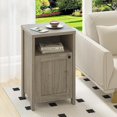 thumbnail image 3 of End Tables Living Room Set of 2, Farmhouse Sofa Side Table Nightstand with Storage Shelf, Wood Bedside Furniture for Bedroom, Grey Oak, 3 of 5
