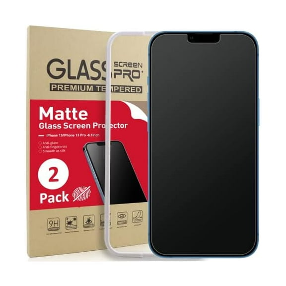 [2 Pack] Matte Glass Screen Protector Designed for iPhone 14 2022/iPhone 13/13 Pro, Install Frame/Bubble Free/Anti-Glare, 9H Tempered Glass Clear for iPhone 13/13 Pro 2021 6.1inch