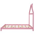 thumbnail image 5 of Gewnee Solid Wood Full Size Platform Bed Frame with House Shaped Headboard for Kids Bedroom,Pink, 5 of 7