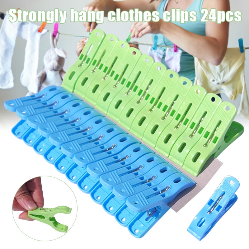 24pcs Plastic Clothespins Strong Non-slip Clothes Pegs Home Durable Clothes Clip 