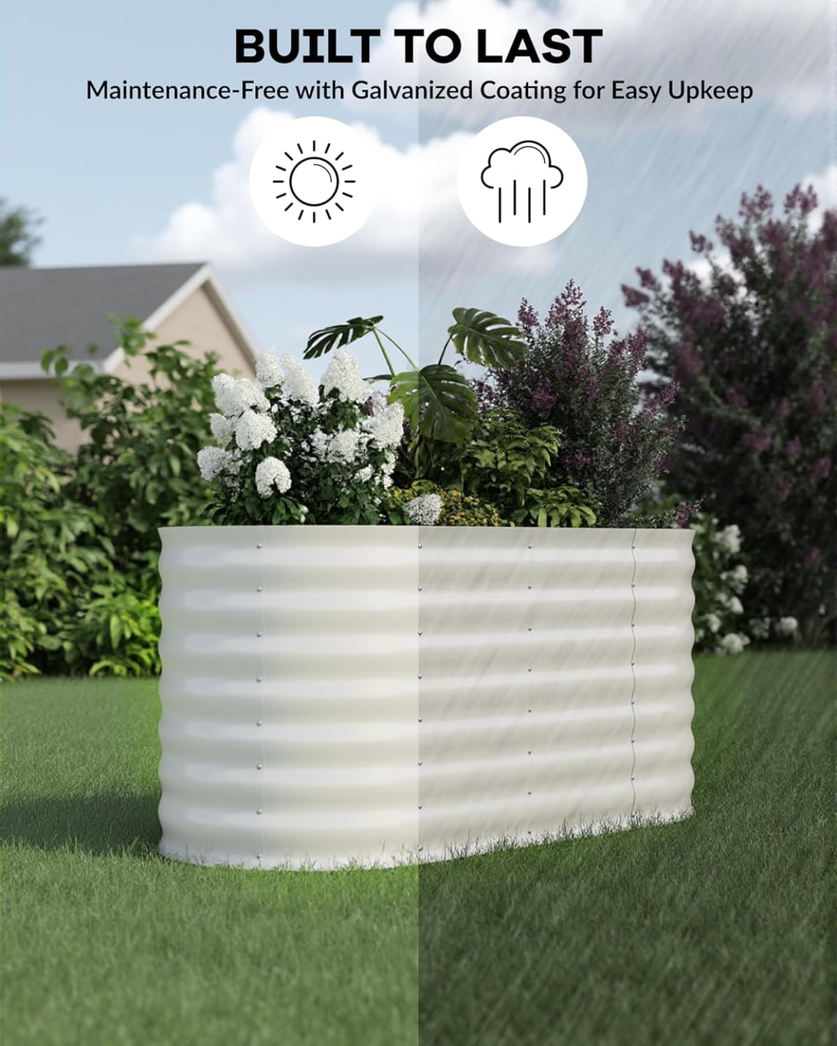 Aoile Raised Garden Bed Outdoor, 2x4x2 Ft Large Metal Planter Box for Vegetables, Fruits, Flower, Beige