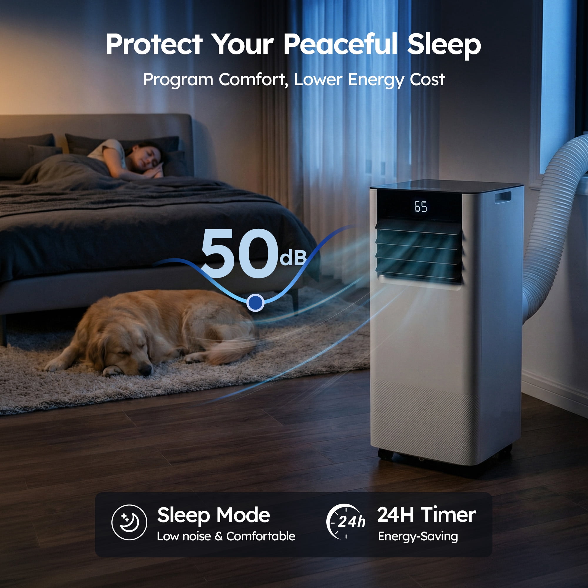 SIMZLIFE 10000 BTU Portable Air Conditioner with WIFI and Remote Control,Small AC Unit with Dehumidifier and Fan for Rooms up to 550 Sq. Ft., White