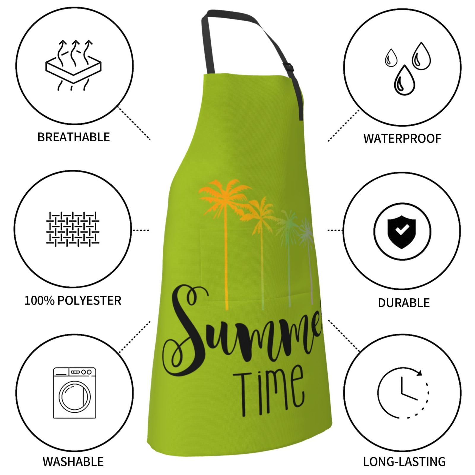 Kdxio Summer Time Apron with Pockets Adjustable Kitchen Aprons for Men Women Waterproof Aprons for Cooking,Drawing,Crafting, Baking Household Cleaning