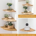thumbnail image 4 of Corner Shelves, Floating Corner Shelves, Set of Two 7 Inch Solid Oak Wall Shelves, Round End Wall Mounted, Shelves with Wire Holes for Small Plants in Bedroom, Kitchen, Living Room and More., 4 of 7