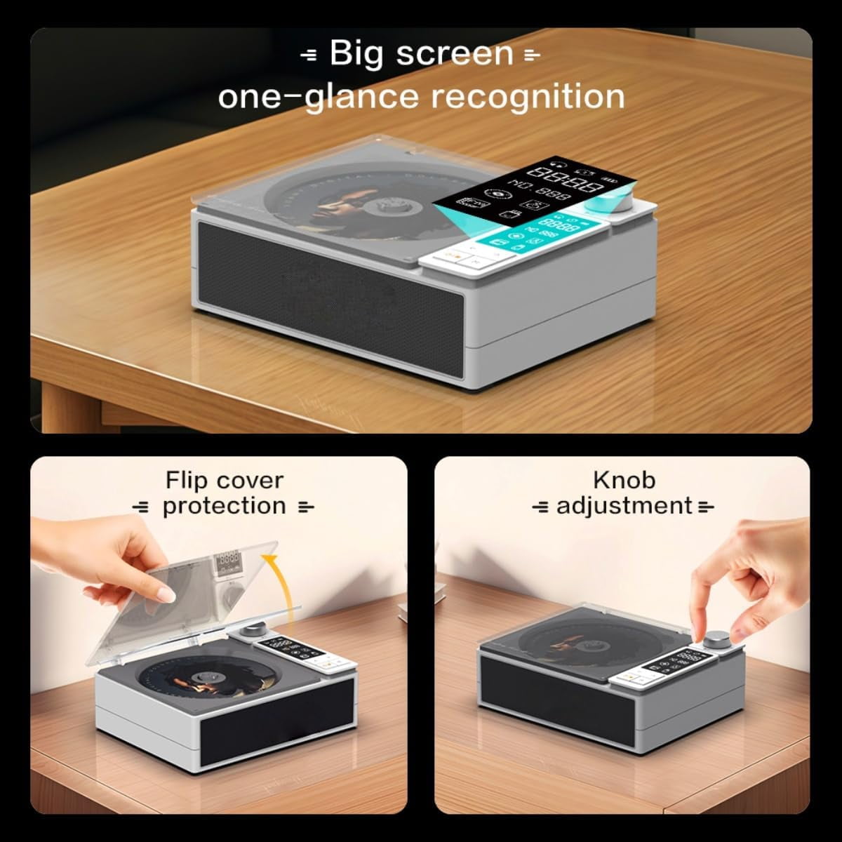 Portable CD Player with Dual Stereo Speakers,Rechargeable Small CD Player with LCD Display,Built-in HiFi Speakers, Remote Control,Supports CD/FM Radio/USB/AUX