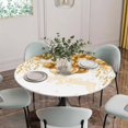 thumbnail image 5 of Happy Birthday Round Tablecloth for 36-44 Inch Tables,Fitted Table Cover with Elastic Edge,Golden Balloons Ribbons Abstract Art Waterproof Outdoor Table Cloth Protector for Patio Garden Dinner Picnic, 5 of 9