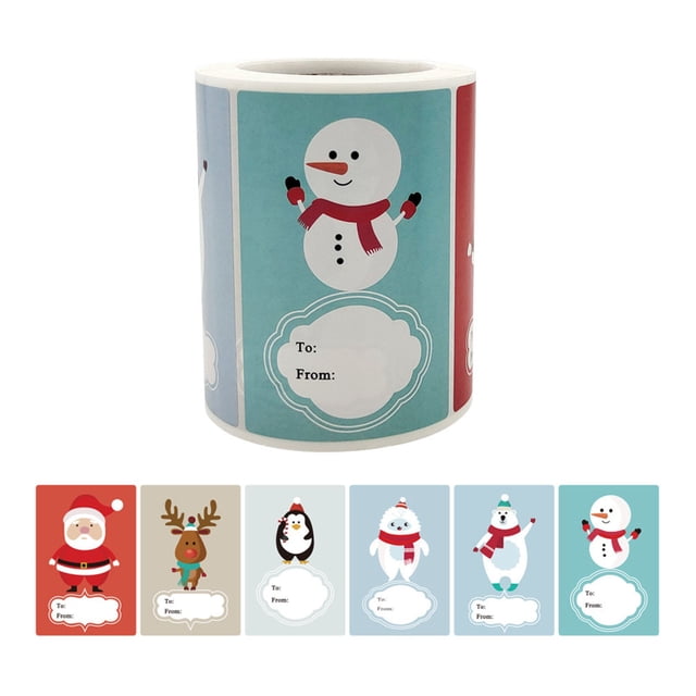 Rectangle Roll Christmas Holiday Card Gift Packaging Cute Cartoon Decoration Sticker Label