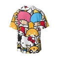 thumbnail image 6 of Lsque Sanrio print Men's Cuban Collar Short Sleeve Shirt Summer Beachwear Casual Button Down Fashionable Vacation Leisure Shirt-Small, 6 of 7