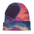 thumbnail image 7 of Naloa Hawaiian Island Beach Shark Soft Beanie Hat, Knit Beanie Daily Beanie in Fine Knit for Women Men Winter Travel, Outdoor, 7 of 7