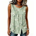 thumbnail image 6 of XUNKUSGA Womens Tops Soft Cotton Linen Tunic Tops Fashion Floral Crew Neck Side Button Down Slit Tank Tops Casual Sleeveless Loose Pullover Top for Daily Wear,S, 6 of 6