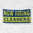 thumbnail image 4 of Now Hiring Cleaners 13 oz Heavy Duty Vinyl Banner Cleaning Jobs Available Housekeeper Help Wanted Sign for Business Advertising Indoor/Outdoor Single-Sided with Metal Grommets (4x10 ft, Bl & Ye), 4 of 6