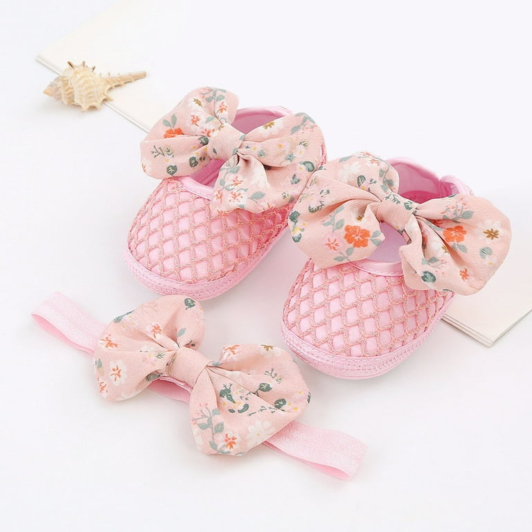 Fozruso To Year Old Baby Shoes Hair Band Set Cute Bow Princess