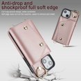 thumbnail image 2 of ShellTech for iPhone 13 Mini Case with Card Holder and Strap - Zipper Pocket,Lanyard Strap,Credit Card Holder,Stand Ring,Cute Phone Wallet Case for Women,Rosegold, 2 of 10
