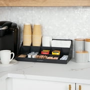 Mind Reader Cup and Condiment Station, Countertop Organizer, 17.87L x 9.5W x 6.62H, Black