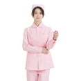 thumbnail image 1 of AWZXDE Veste d'Infirmière Unie pour Femme avec Poches, Boutons, Revers Cranté, Simple, Décontractée, Manches Longues, Uniforme pour Travail Médical, Confortable et Professionnelle, Rose, TG, 1 of 3