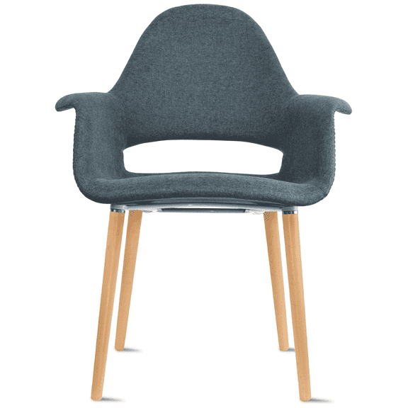 2xhome Mid Century Modern Upholstered Fabric Organic Accent Living Room Dining Arm Chair with Natural Wooden Legs, Navy Slate Blue, Set of 1, 1 piece