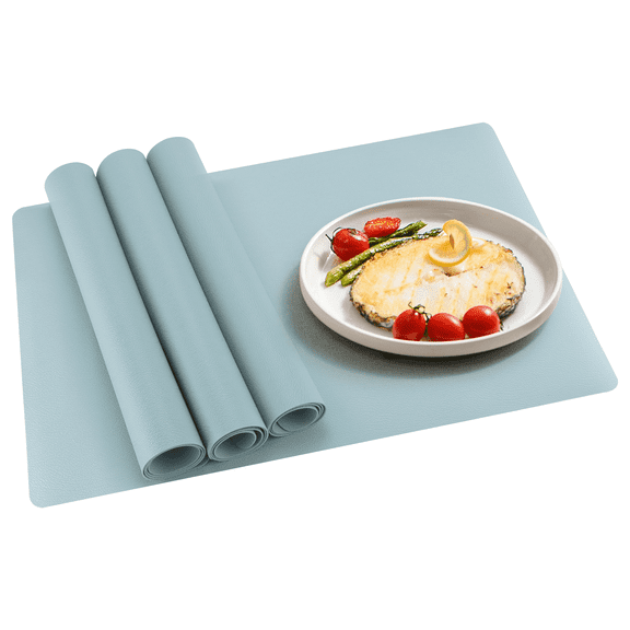 AMI PARTS Set of 4 Placemats Dining Table Mats Leather Wipeable Washable Place Mats Waterproof Heat-Resistant