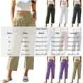 thumbnail image 2 of Guluxicc Women's Cotton Pants with Pockets Elastic Waist Button Front 7/8th Trousers for Everyday Wear Summer Casual Outfits, 2 of 9