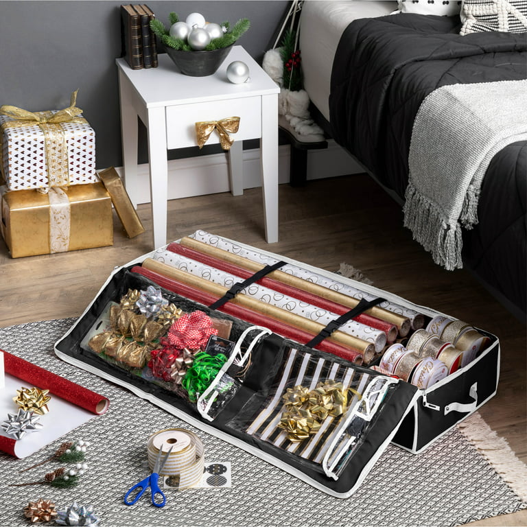 Underbed Gift Wrap Organizer, Wrapping Paper Storage Box and