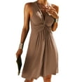 thumbnail image 2 of Sleeveless V-Neck Cross Knot Slim Fit A-Line Casual Dress, 2 of 5