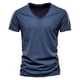thumbnail image 1 of Camiseta 100% de algodón para hombre, camisetas con cuello en V de diseño a la moda, camisetas sólidas ajustadas, camisetas para hombre, camisetas de manga corta para hombre, 1 of 5