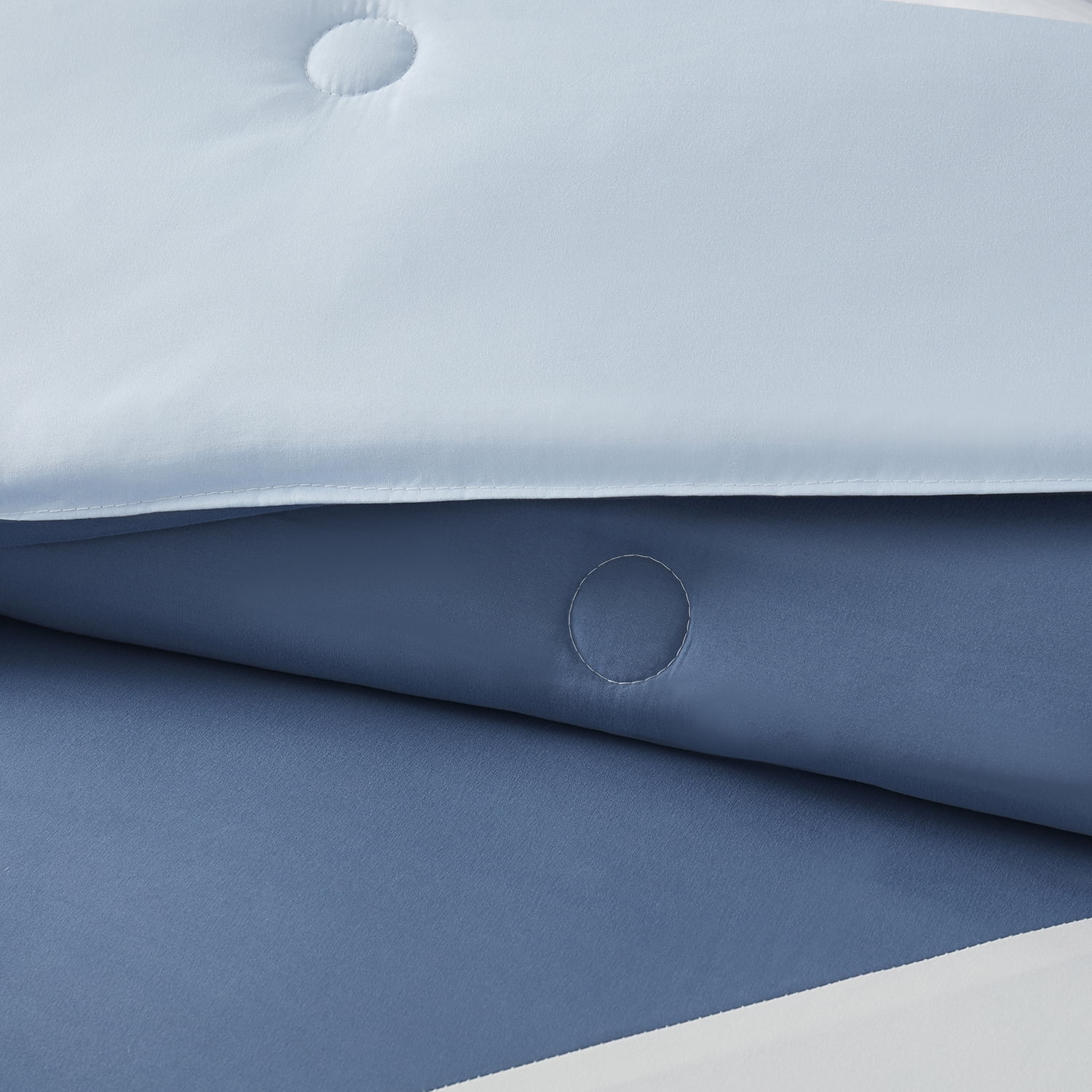Serta So Soft 3-Piece Blue Reversible Comforter Set, Full/Queen