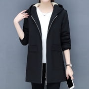 Qertyioot Winter Hooded Tops for Women,Pocket Quilted Coat Jacket Long Sleeve Zipper Solid Outerwear