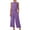 Purples, variant on Casual Linen Sets for Women Summer 2 Piece Outfits Solid Sleeveless Crop Tops Seamless Elastic Waist Wide Leg Capris Pants Two Piece Matching Sets