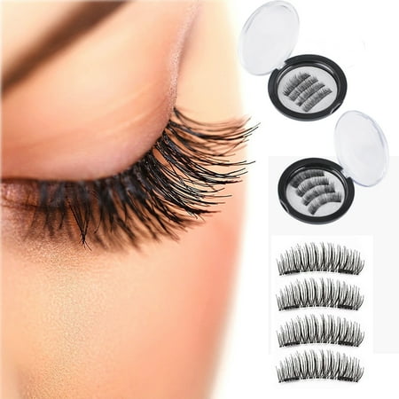 Glue Fake Eyelashes - Magnetic False Eyelashes, 3 Magnets Magnetic Eyelashes Magnetic Fake Eye Lashes 3D Reusable Soft False Eyelashes No Glue Cover the Entire Eyelids for Natural Look (2 Type / 8 Pcs)