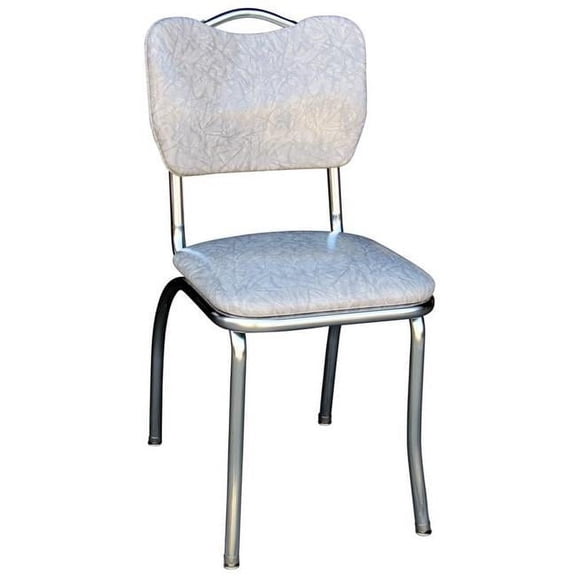 Richardson Seating Corp 4161CIG 4161 Handle Back Diner Chair -Cracked Ice Grey- with 1 in. Pulled Seat - Chrome